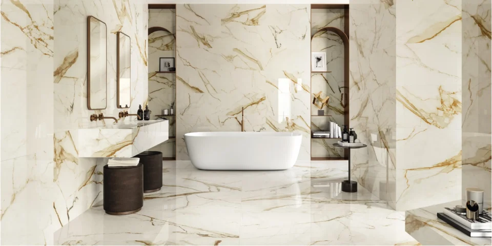 Marmorlook - Fire ædle hvide marmor sorter er inspirationskilden til den keramiske marmor look serie Milano.