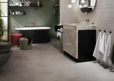 Skab et stilfuldt og moderne badeværelse med grå fliser. Oplev tidløs elegance og alsidighed med vores udvalg af inspirerende designmuligheder.